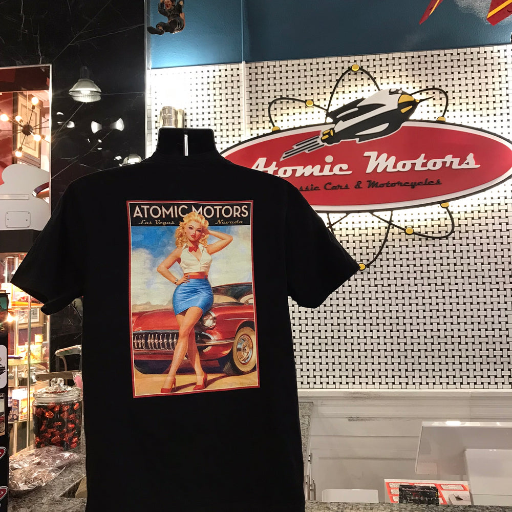 T-Shirt,Red Car Pinup,Black