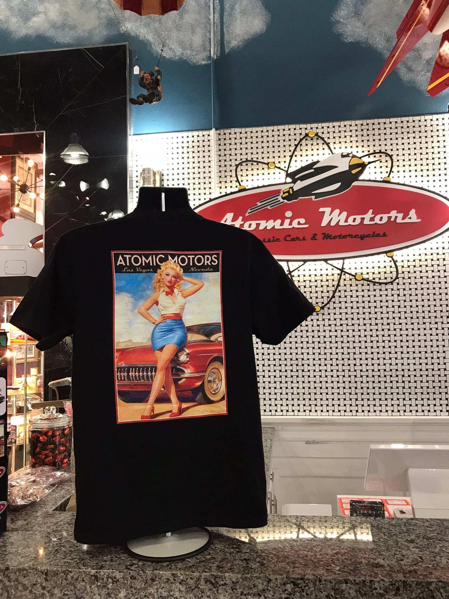 T-Shirt,Red Car Pinup,Black