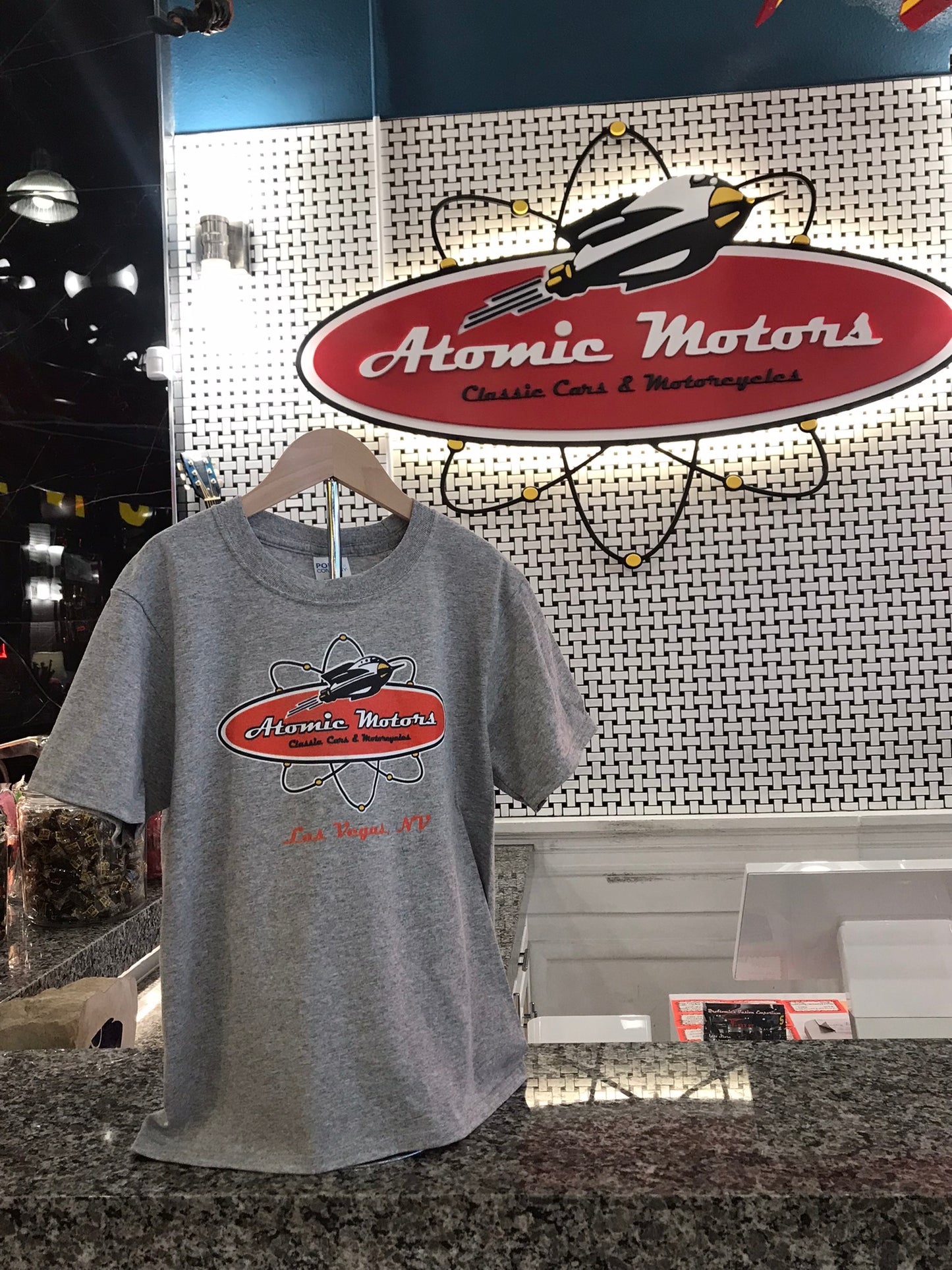 Youth T-Shirt,Atomic Motors,Athletic Grey