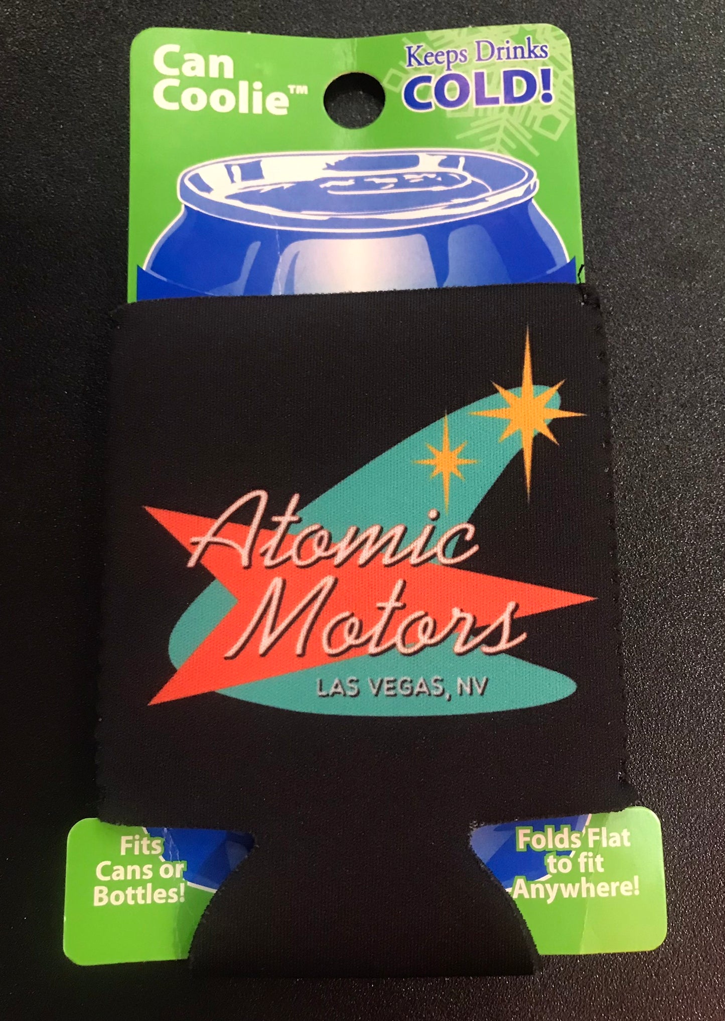 Coozie,Atomic Motors Retro Logo,Black