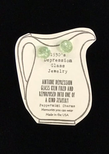 Earring,1930's Depression Glass Stud
