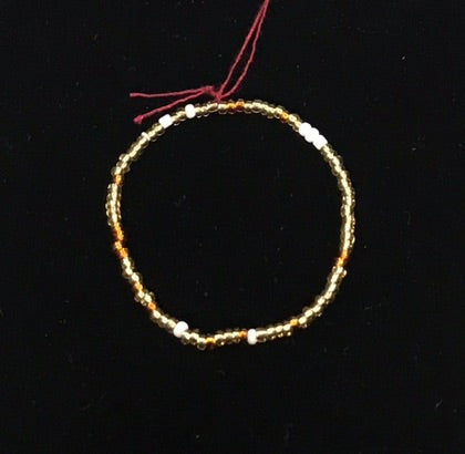 Bracelet,Small Beads,White & Amber