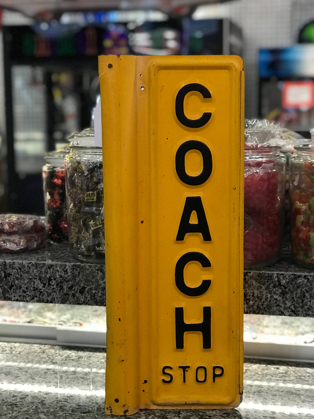 Sign,Coach Stop – Dr. Atomic's Fusion Emporium
