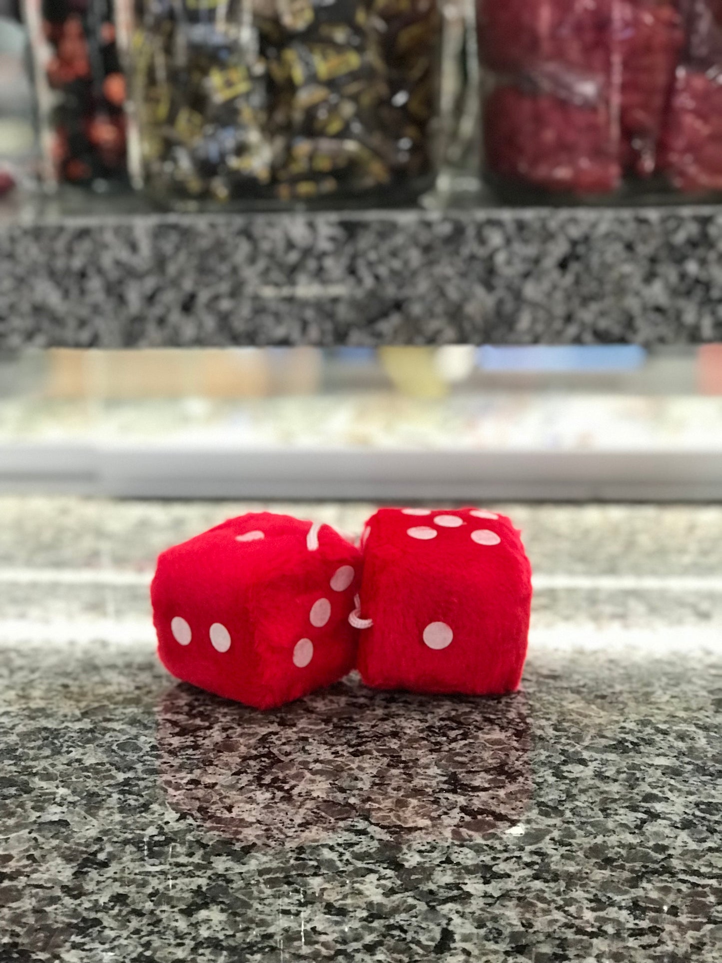 Dice,Hanging Fuzzy Red