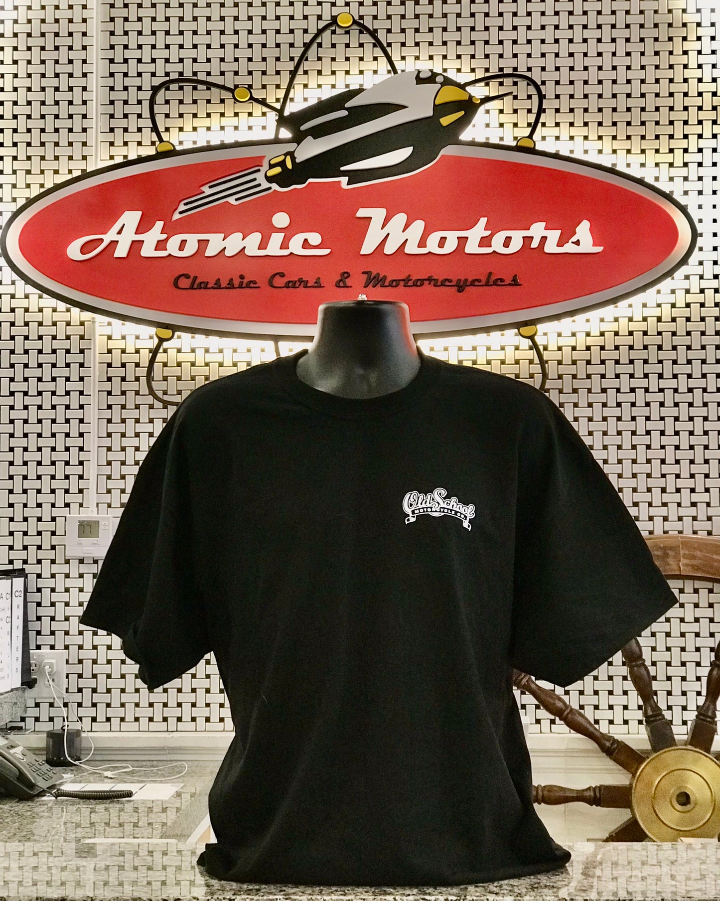 T-Shirt,Old School Motorcycle,Blk