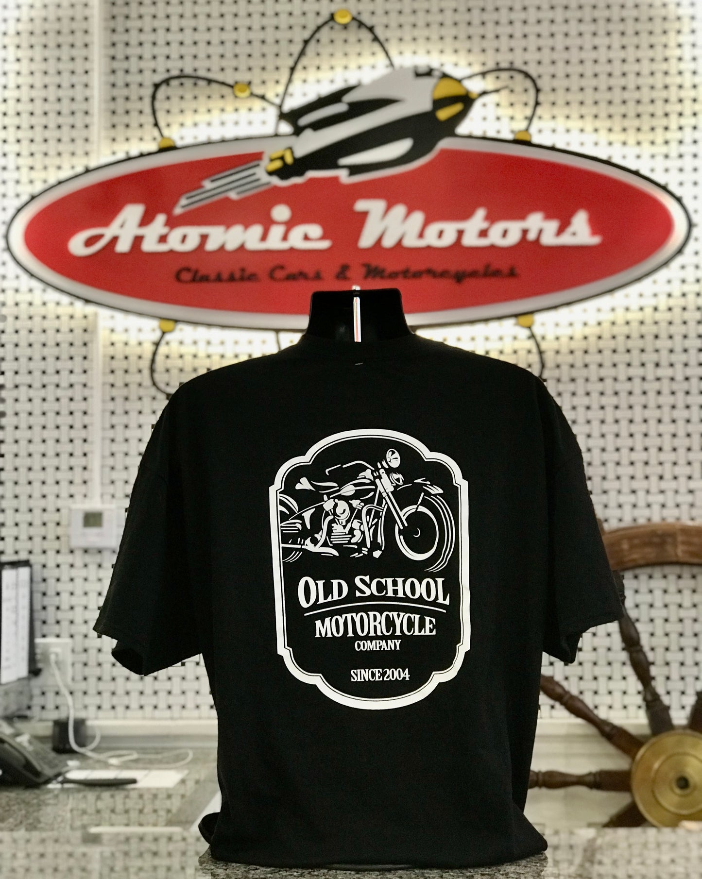 T-Shirt,Old School Motorcycle,Blk