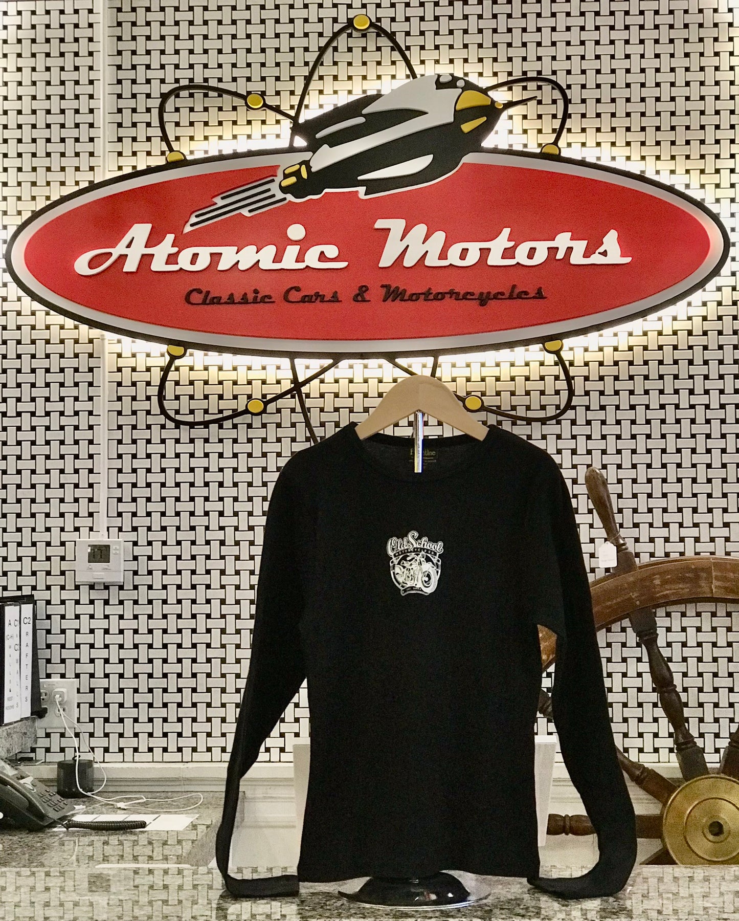 Youth Girls,Scoop Neck,Old School Motorcycle Co,Blk