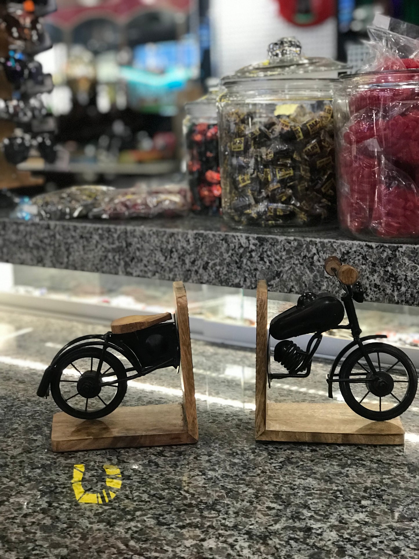 Bookend,Motorcycle,Metal & Wood