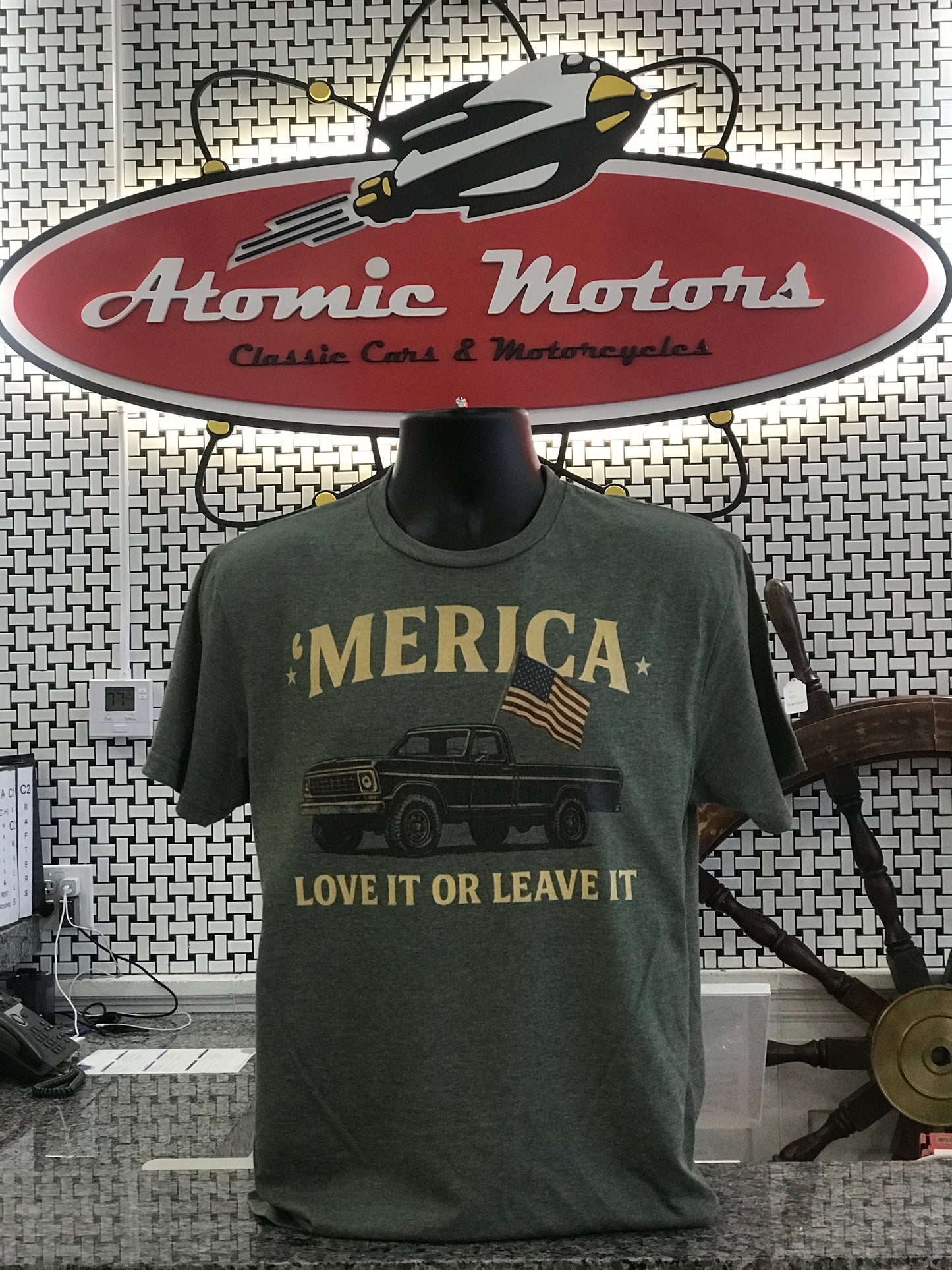 T-Shirt,Merica,Heather Green