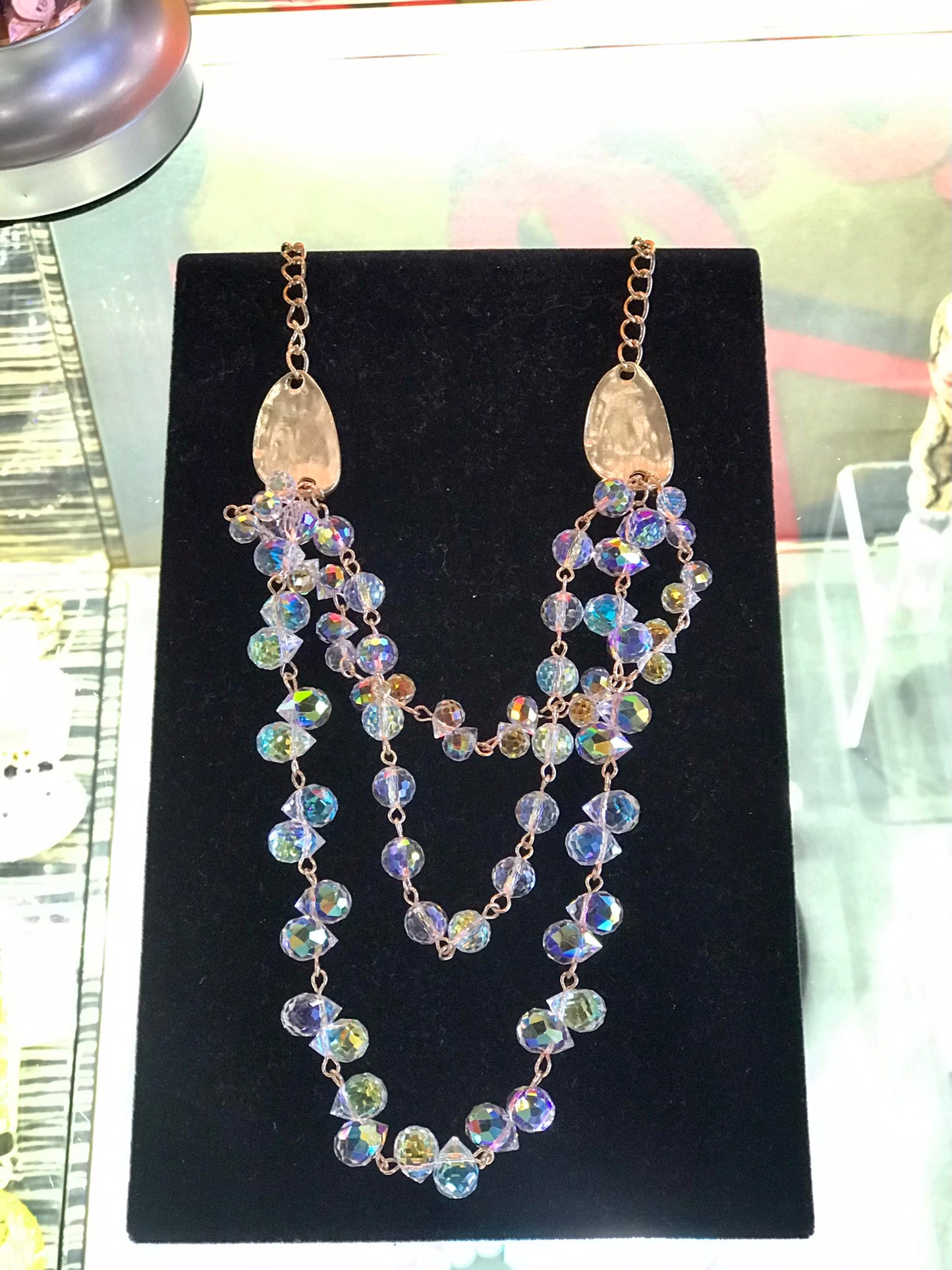 Necklace,Vintage,Crystal,3 Strands