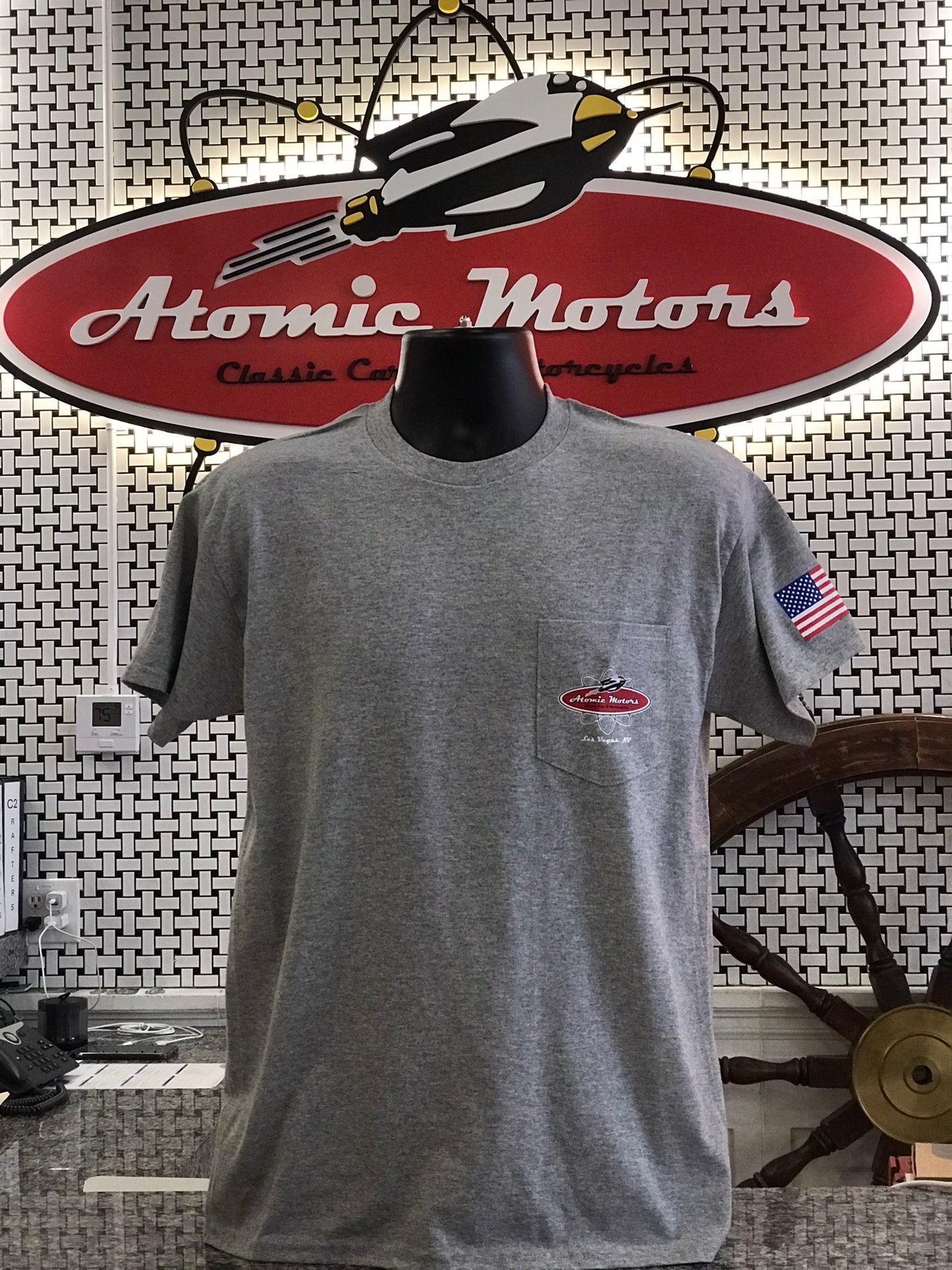 T-Shirt,Atomic Motors,Pkt,Grey