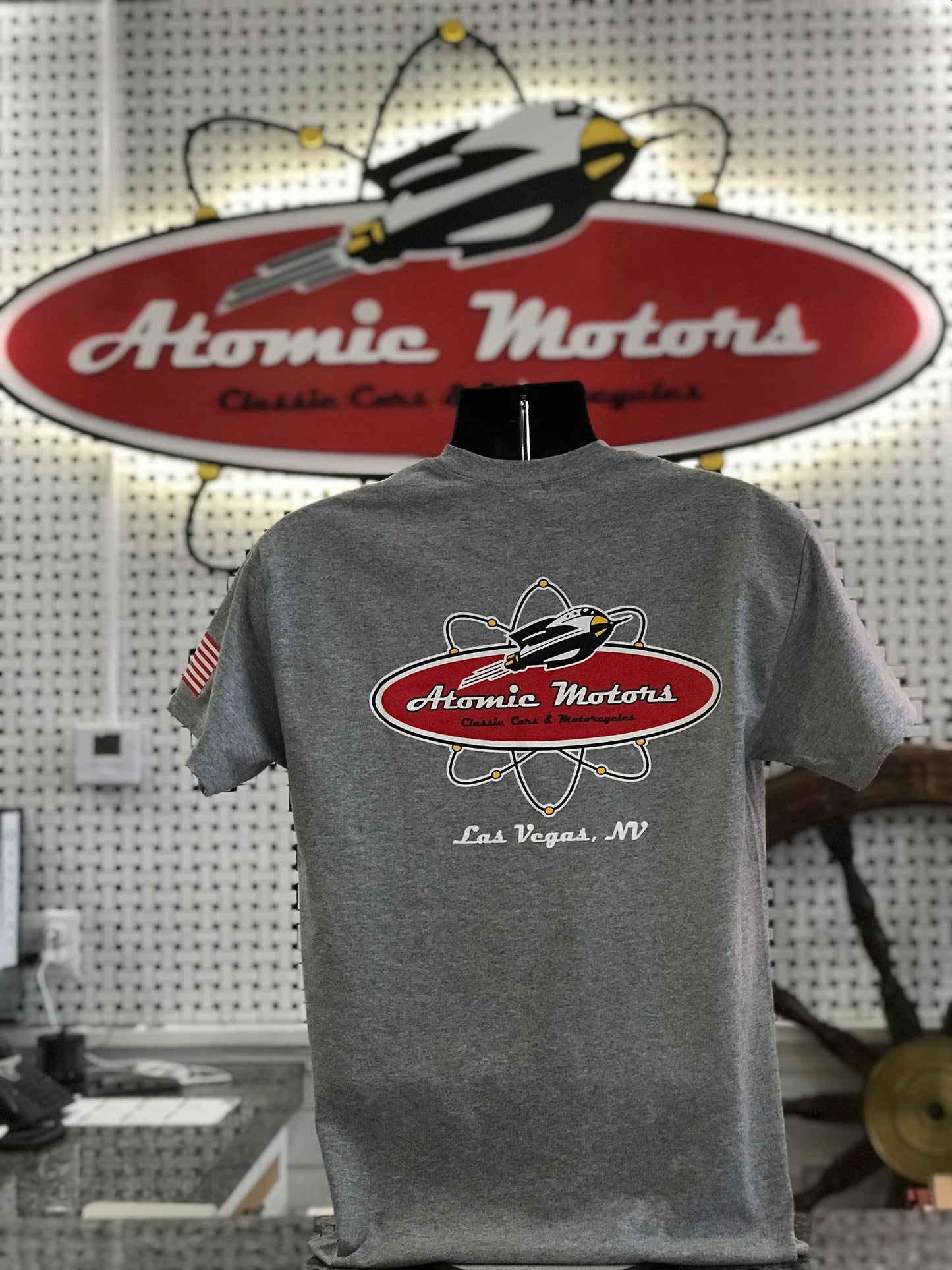 T-Shirt,Atomic Motors,Pkt,Grey