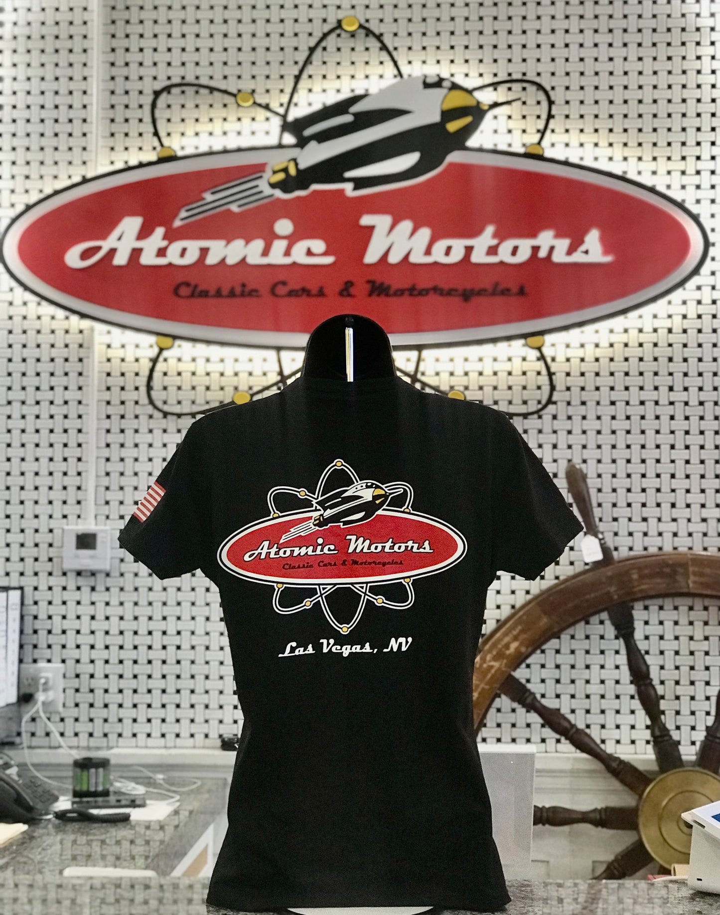 Ladies,Atomic Motors,V-Neck,Black