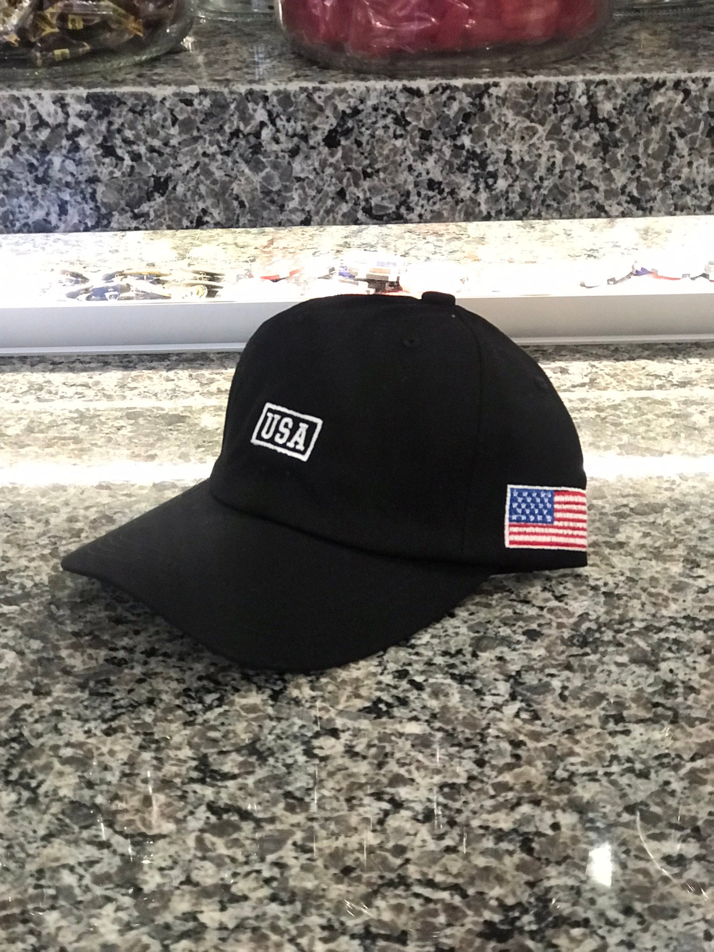 Hat,USA,Embroidered,Black