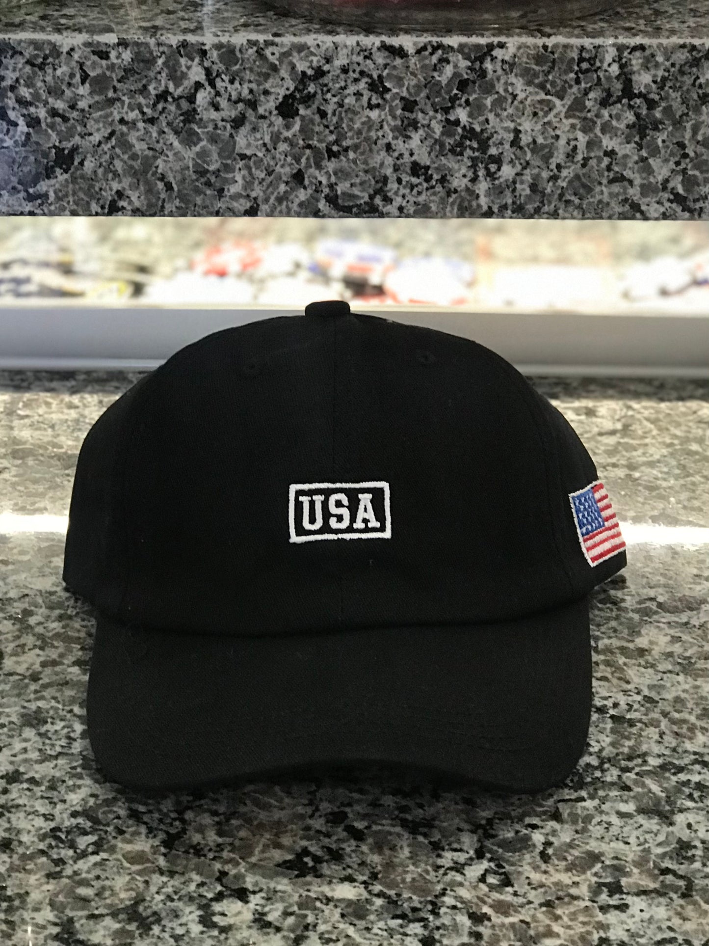 Hat,USA,Embroidered,Black