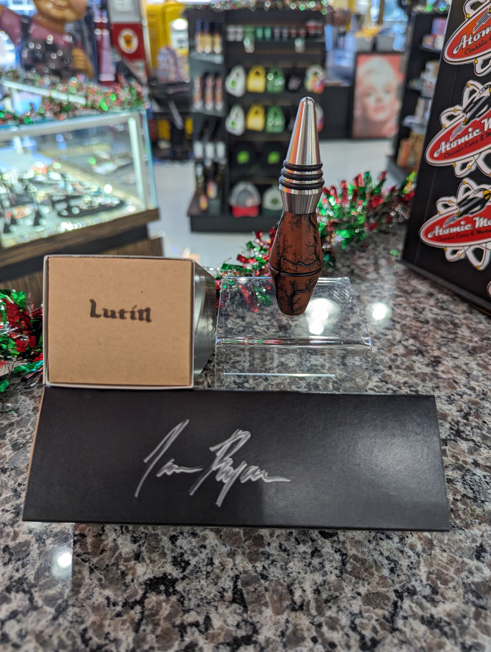 Wood Bottle Stopper,Curly African Mahogany,11