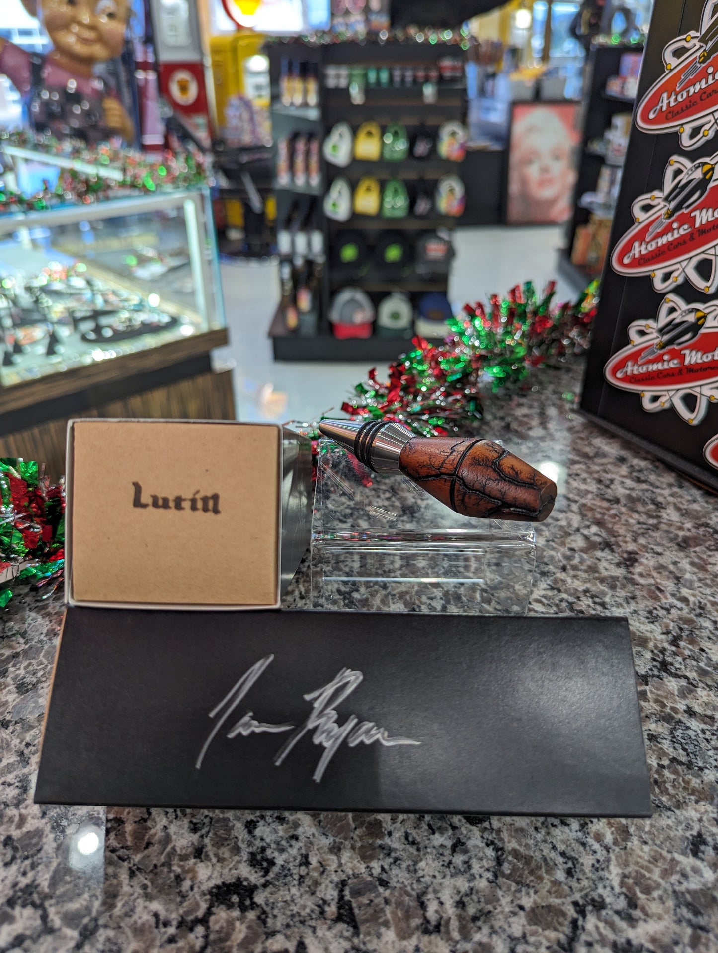 Wood Bottle Stopper,Curly African Mahogany,11